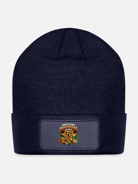 This_Is_My_Hawaiian_Shirt_Golden_Retriever_Illu - Patch Beanie - navy
