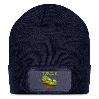 Joyful Turtle in Coconut Boat - Patch Beanie - navy - Front