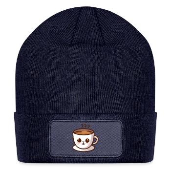 Coffee Cup Cat Face - Patch Beanie - navy - Front