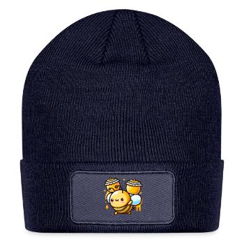 Bee Carrying Honey Pots - Patch Beanie - navy - Front