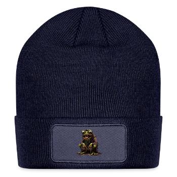 Slime Toad Monster – Creepy Hooded Swamp Creature - Patch Beanie - navy - Front