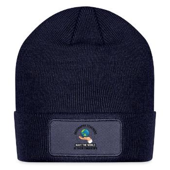 GIS Hand Globe World Spatial Data Geography - Patch Beanie - navy - Front