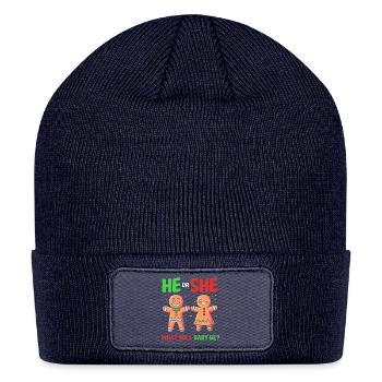 Christmas Gender Reveal Announcement - Patch Beanie - navy - Front