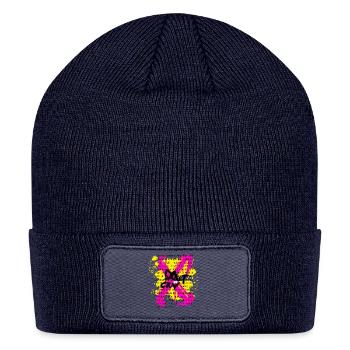 Neon Joy Blob Text Splash - Patch Beanie - navy - Front