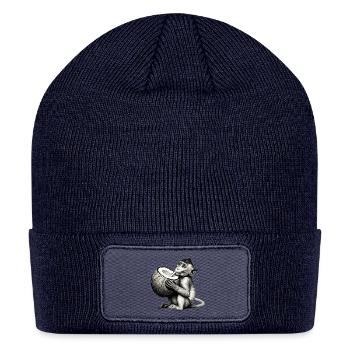Coconut Milk-Sipping Monkey - Patch Beanie - navy - Front