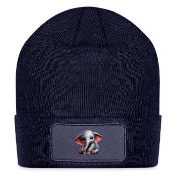 Cute Baby Elephant - Patch Beanie - navy - Front