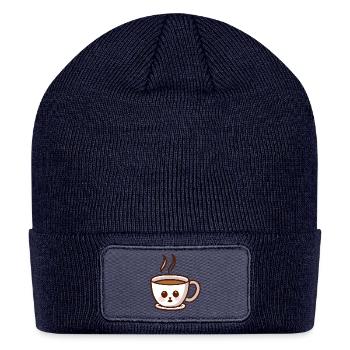 Coffee Cup Cat Face - Patch Beanie - navy - Front