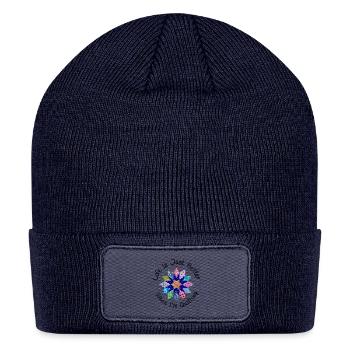 Life is Just Better when I'm Quilting Fabric Flowe - Patch Beanie - navy - Front