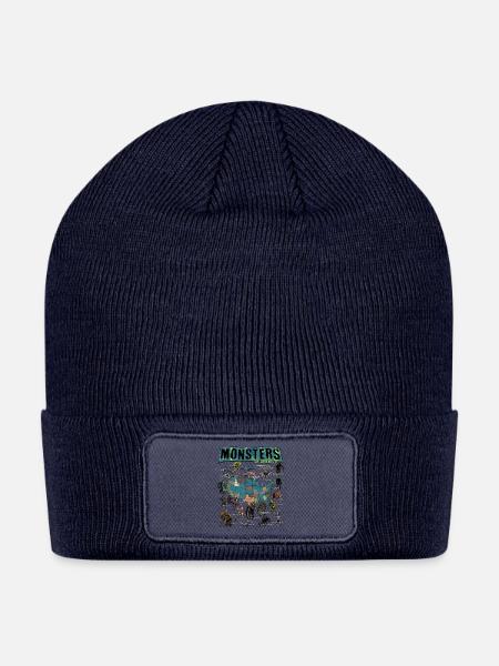 Cryptid Monsters Folklore Creature Cryptozoology - Patch Beanie - navy