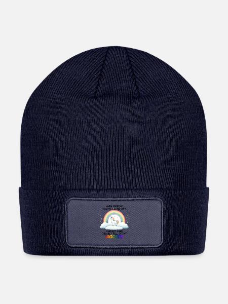 Unicorn Collection - Nearly Fell Off My Unicorn! - Patch Beanie - navy