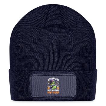 Spooky Halloween Witch Baby Bump for Pregnant - Patch Beanie - navy - Front