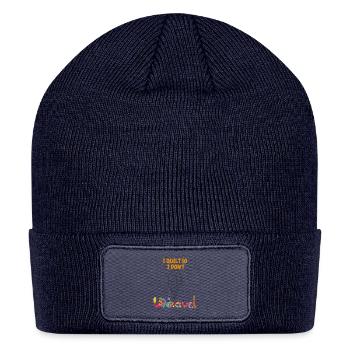 I QUILT SO I DON T UNRAVEL - Patch Beanie - navy - Front