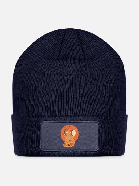 cat noisy - Patch Beanie - navy