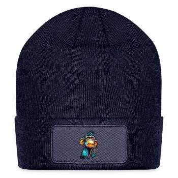Vibrant Neon Monkey Splash - Patch Beanie - navy - Front