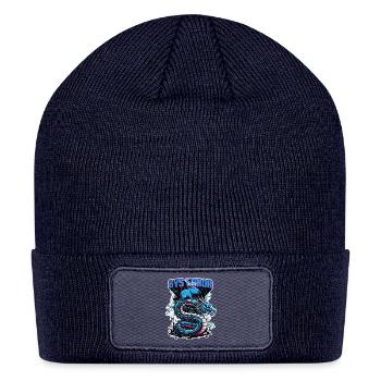 cyber capybara riding robot dragon glitch art - Patch Beanie - navy - Front