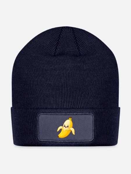 Banana Smile Pop Art - Patch Beanie - navy