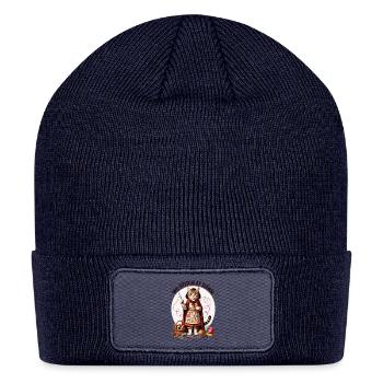 Quilting Humor, We Stitch At Dawn - Patch Beanie - navy - Front