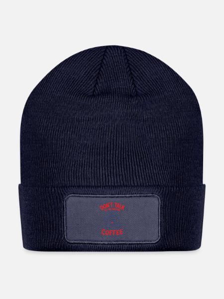 Dont_Talk_To_Me_Before_Coffee - Patch Beanie - navy