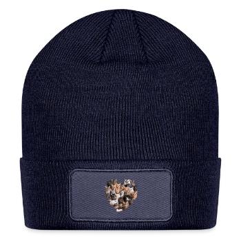 Adorable Cat Faces Heart Design for a Cat Lover - Patch Beanie - navy - Front