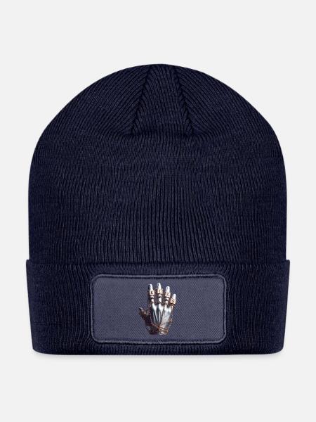 Hand with KISS Plaques - Patch Beanie - navy