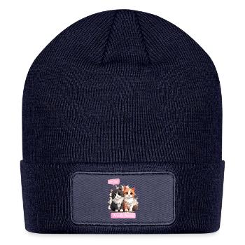 Adorable Cat Duo with Friendship Message - Patch Beanie - navy - Front