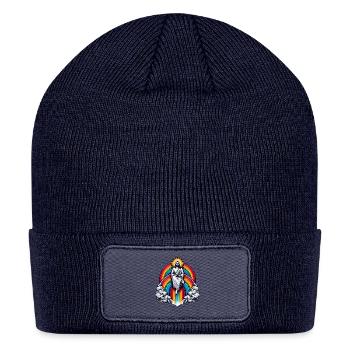 Jesus sitting on a Rainbow - Patch Beanie - navy - Front