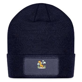 Penguin rides giraffe - Patch Beanie - navy - Front
