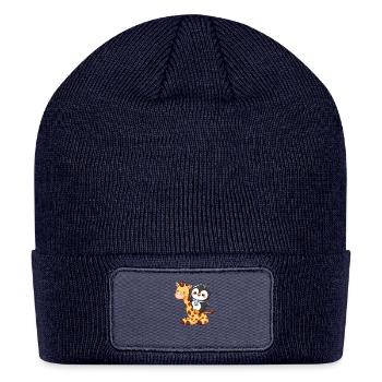 Penguin rides giraffe - Patch Beanie - navy - Front
