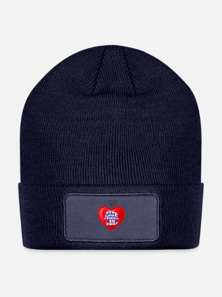 Love Heart - Stop Look Listen - Patch Beanie - navy