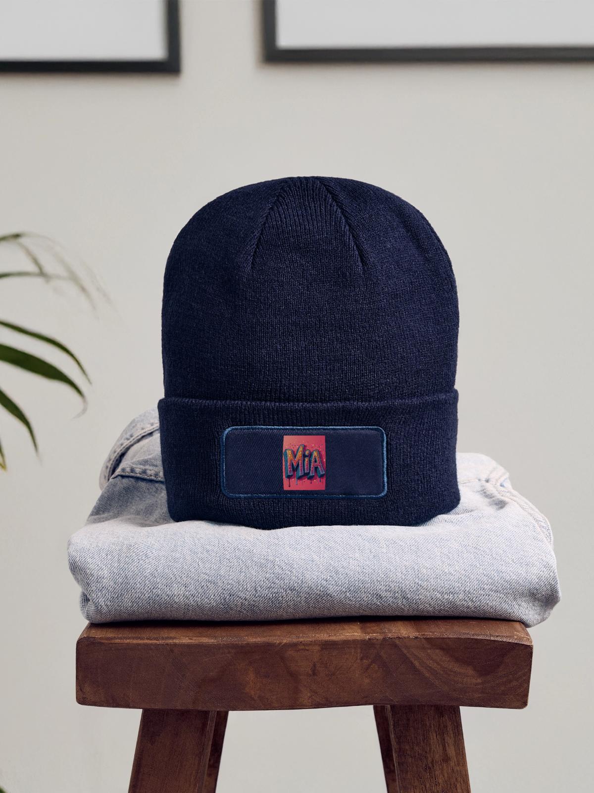 MIA Glitter Block Letters - Patch Beanie - navy - Front