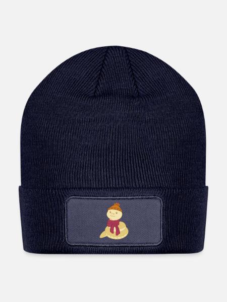 Cozy Winter Snake in Scarf and Hat - Patch Beanie - navy