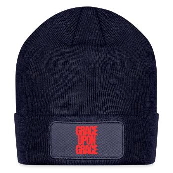 Abundant Grace Bold Red Scripture Typography Desig - Patch Beanie - navy - Front