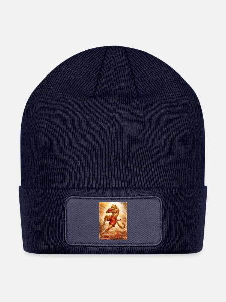 Cheetah Boxer in Ring Action - Patch Beanie - navy