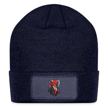 Red devil smoking a cigar - Patch Beanie - navy - Front