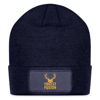 Forest Fusion Deer Embroidery Design - Patch Beanie - navy - Front