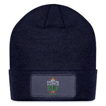 Expecting Little Elf Cute Christmas Gender Reveal - Patch Beanie - navy - Front