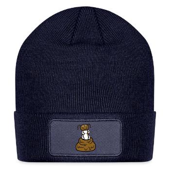 Funny caterpillar shit poo pile disgusting stinks - Patch Beanie - navy - Front