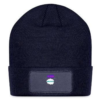 Printed with motivational quote To Begin - Patch Beanie - navy - Front