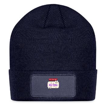 Printed with motivational quote As You - Patch Beanie - navy - Front