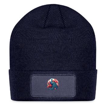 Colorful Peacock for Ornithologist Animal lover - Patch Beanie - navy - Front