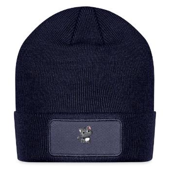 Adorable Charcoal Gray Kitten Portrait - Patch Beanie - navy - Front
