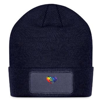 Rainbow Pawprint design colorful - Patch Beanie - navy - Front