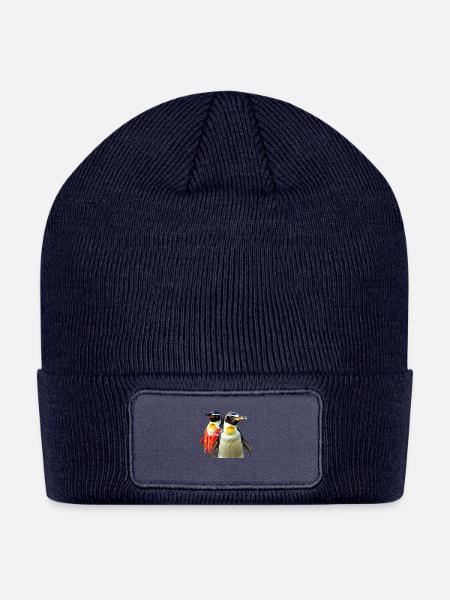 Two penguins - Patch Beanie - navy