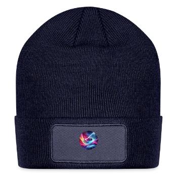 Futuristic Aesthetics Holographic Waveforms - Patch Beanie - navy - Front