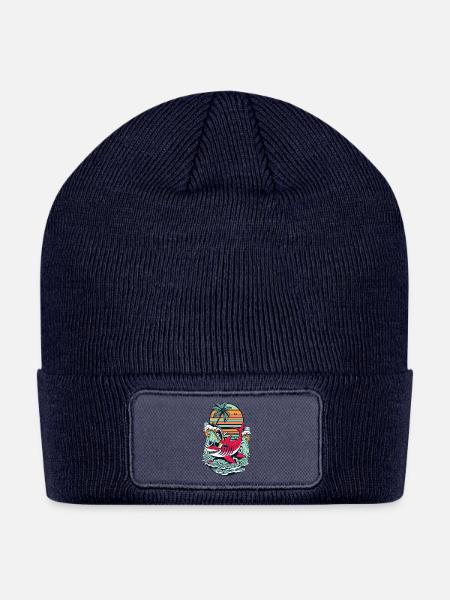 shark and sunglasses, summer - Patch Beanie - navy
