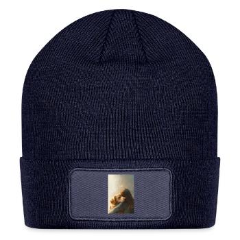 Heartfelt Embrace of Woman and Dog - Patch Beanie - navy - Front