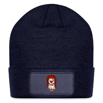 Spooky Retro Doll Design - Patch Beanie - navy - Front