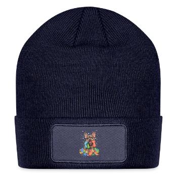 Puppy Sock Party Illustration - Patch Beanie - navy - Front