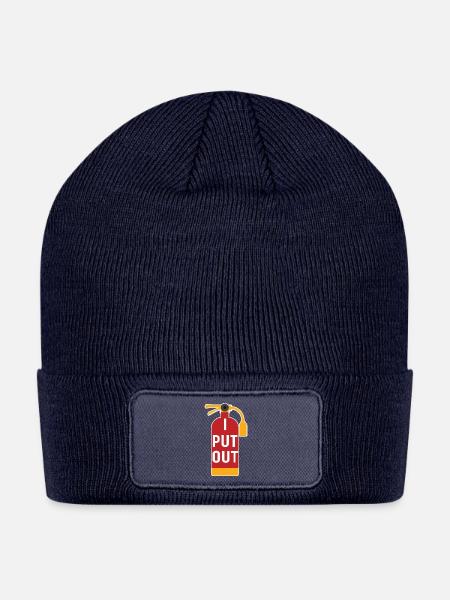 Put Out Fire Extinguisher Graphic - Patch Beanie - navy