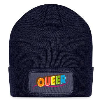 Queer Typo for Pride Month Equal Rights LGBTQ - Patch Beanie - navy - Front